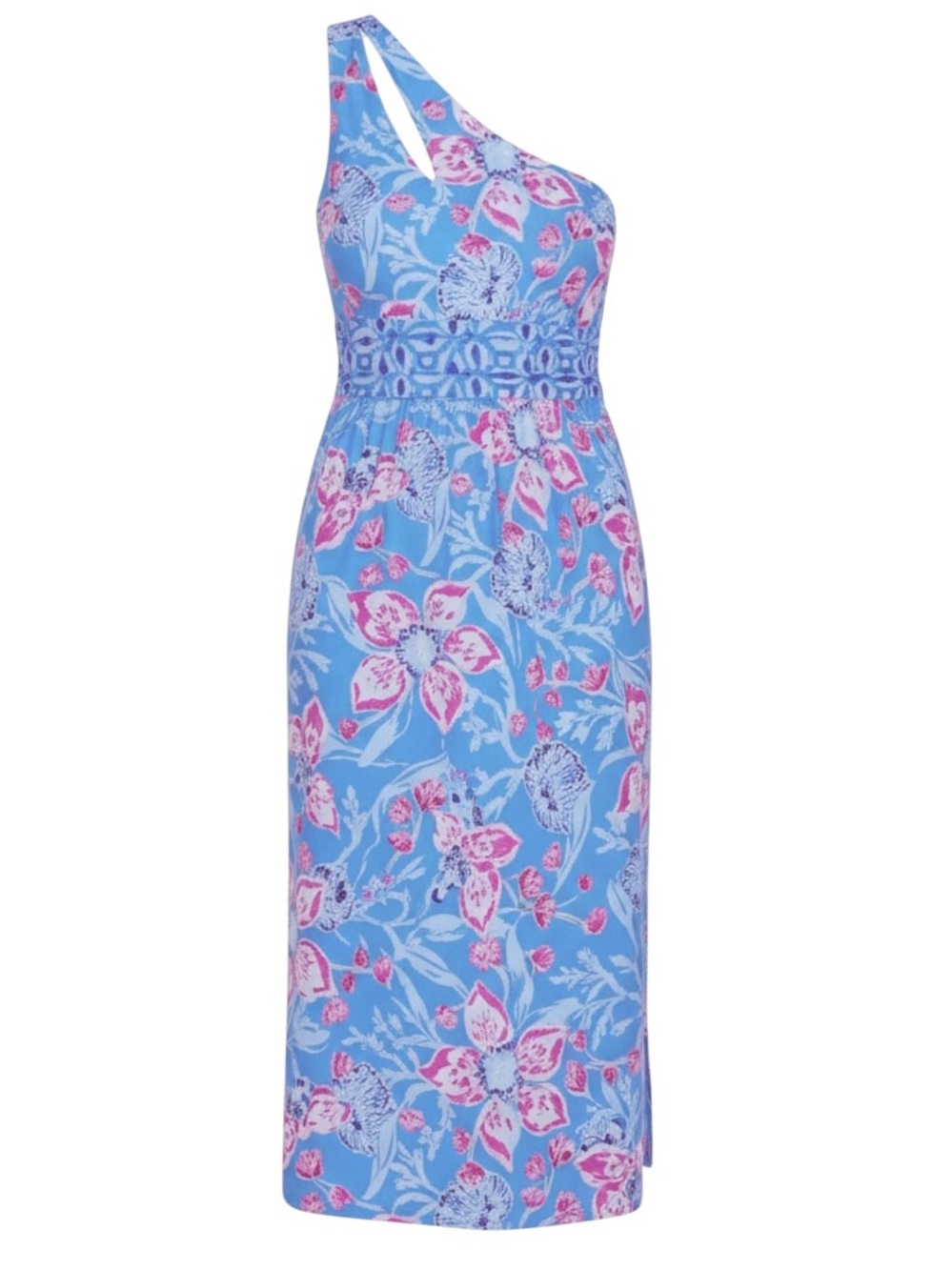 Lilly Pulitzer Helina One-Shoulder Midi Dress Bahamian Rhapsody Swim NWT Large
